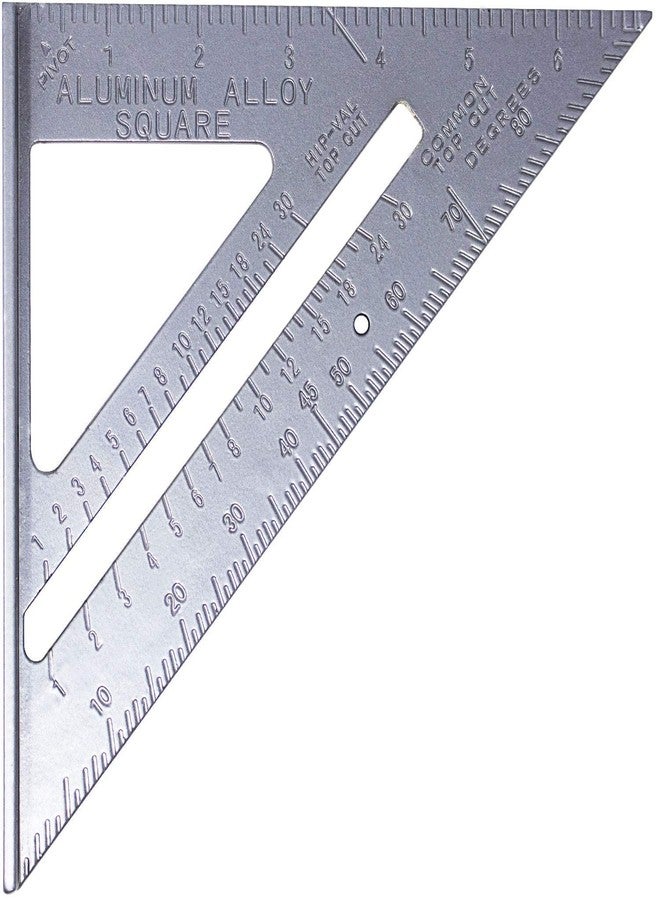 THS 6" 45 Degree Square Layout Tool,Double Side Scale Aluminium Alloy Metric Inch Triangle Measurement in 90 Degree Triangle Ruler Carpenter Tool (Silver, 6) - Image 1